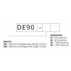 Sensor de la serie 90, acero inoxidable vertical.