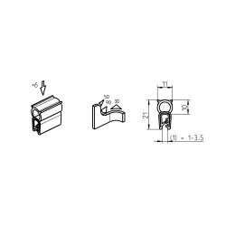 Sealing EMC Self-locking profile, soft EPDM foam rubber with a conductive general coating 1011-05-E