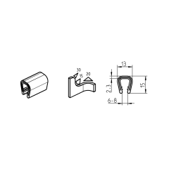 Protecția marginilor de blocare, PVC 70 ± 5 țărm și gri deschis 1010-06-01.