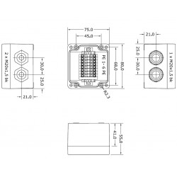 207314 EX doboz, 80x75x55, 2+0(2)