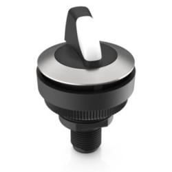 Ramo 30 s, interruptor selector, redondo, 1 NO, Código de 4 pines A M12, anillo de plata, 1 x 40 °
