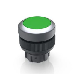 RAFIX 22 QR Round green button, silver collar, fixed