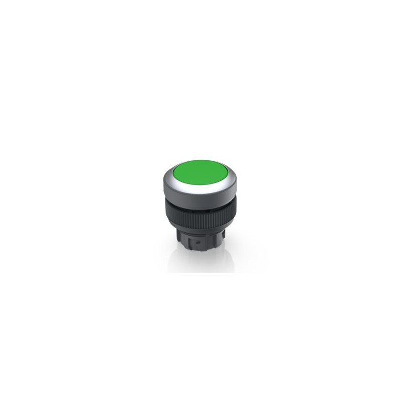 RAFIX 22 QR Round green button, silver collar, fixed
