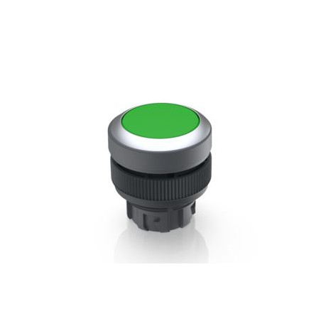 RAFIX 22 QR Round green button, silver collar, fixed