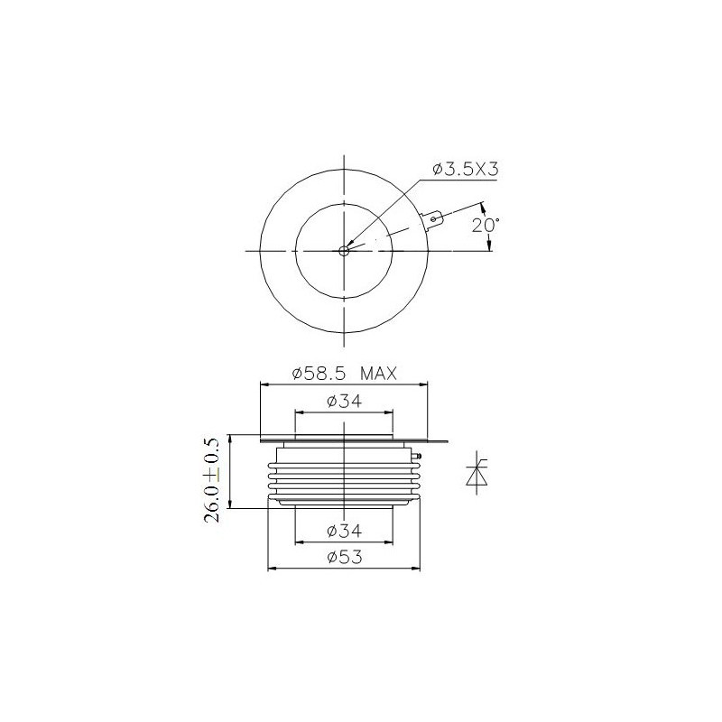 Y38KPC-15-10 típusú tirisztor PCT Y38KPC-15-10 típusú tirisztor PCT