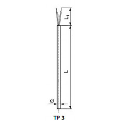 Sensor de temperatura de capa termoeléctrica con extremos libres. Tipo: TP 3