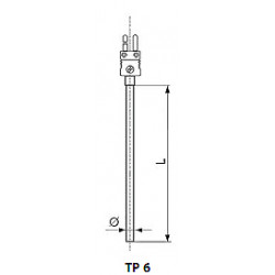 Thermoelectric temperature jacket sensor with plug. Type: tp6