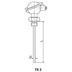 Resistant temperature sensor with screw thread and replaceable measurement insert. Type tr3