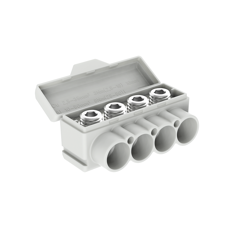 SLT50-4 żółto-zielony Al 10-50/Cu 2.5-35 mm2 1000V blok dystrybucyjny MAS4050Y10 SLT50-4 żółto-zielony Al 10-50/Cu 2.5-35 mm2 1000V blok dystrybucyjny MAS4050Y10