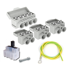 SLT50 Al 10-50/Cu 2.5-35 mm² 1000V, Set: distribution block 3xSLT50-2-1 + 1xSLT50-4-3 + fuse holder