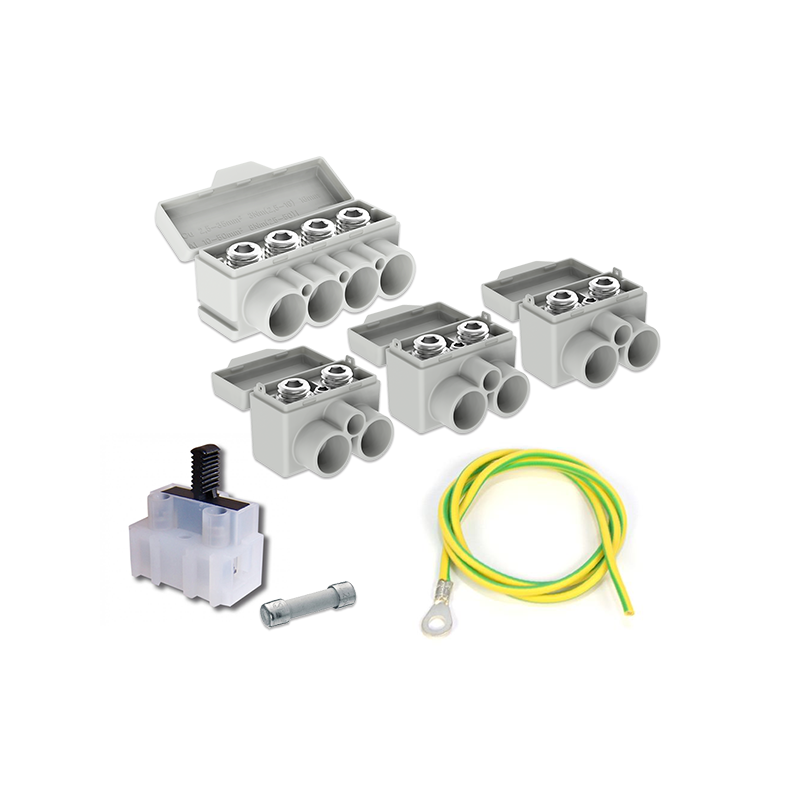 SLT50 Al 10-50/Cu 2.5-35 mm² 1000V, Zestaw: blok rozdzielczy 3xSLT50-2-1 + 1xSLT50-4-3 + oprawa SLT50 Al 10-50/Cu 2.5-35 mm² 1000V, Zestaw: blok rozdzielczy 3xSLT50-2-1 + 1xSLT50-4-3 + oprawa