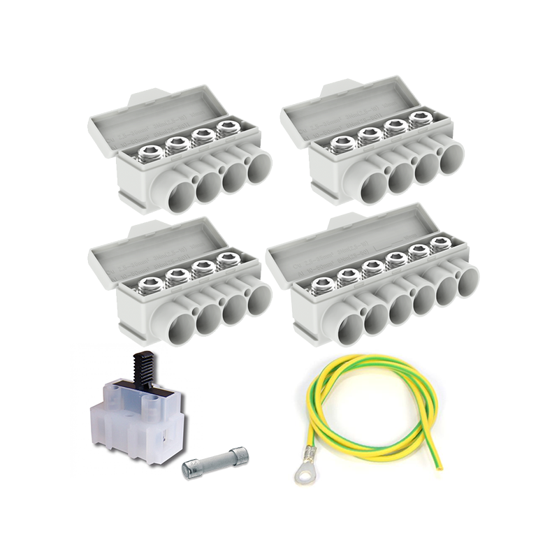 SLT50 Al 10-50/Cu 2.5-35 mm² 1000V, Set: distribution block 3xSLT50-4 + 1xSLT50-6 + fuse holder SLT50 Al 10-50/Cu 2.5-35 mm² 1000V, Set: distribution block 3xSLT50-4 + 1xSLT50-6 + fuse holder