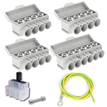 SLT50 Al 10-50/Cu 2.5-35 mm² 1000V, Set: distribution block 3xSLT50-4 + 1xSLT50-6 + fuse holder