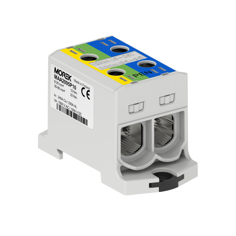 OTL-PEN95 yellow/green/blue 2xAl/Cu 6-95mm² 1000V AC / 1500V DC Universal connector MAA2095P10 OTL-PEN95 yellow/green/blue 2xAl/Cu 6-95mm² 1000V AC / 1500V DC Universal connector MAA2095P10
