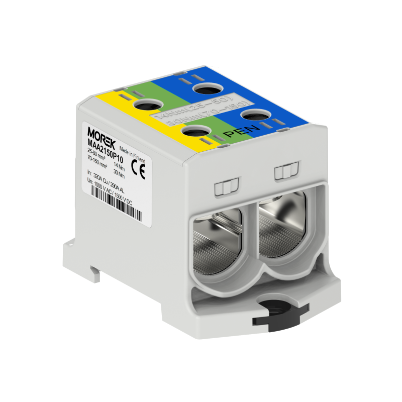 OTL-PEN150 yellow/green/blue 2xAl/Cu 25-150mm² 1000V AC / 1500V DC Universal connector MAA2150P10 OTL-PEN150 yellow/green/blue 2xAl/Cu 25-150mm² 1000V AC / 1500V DC Universal connector MAA2150P10