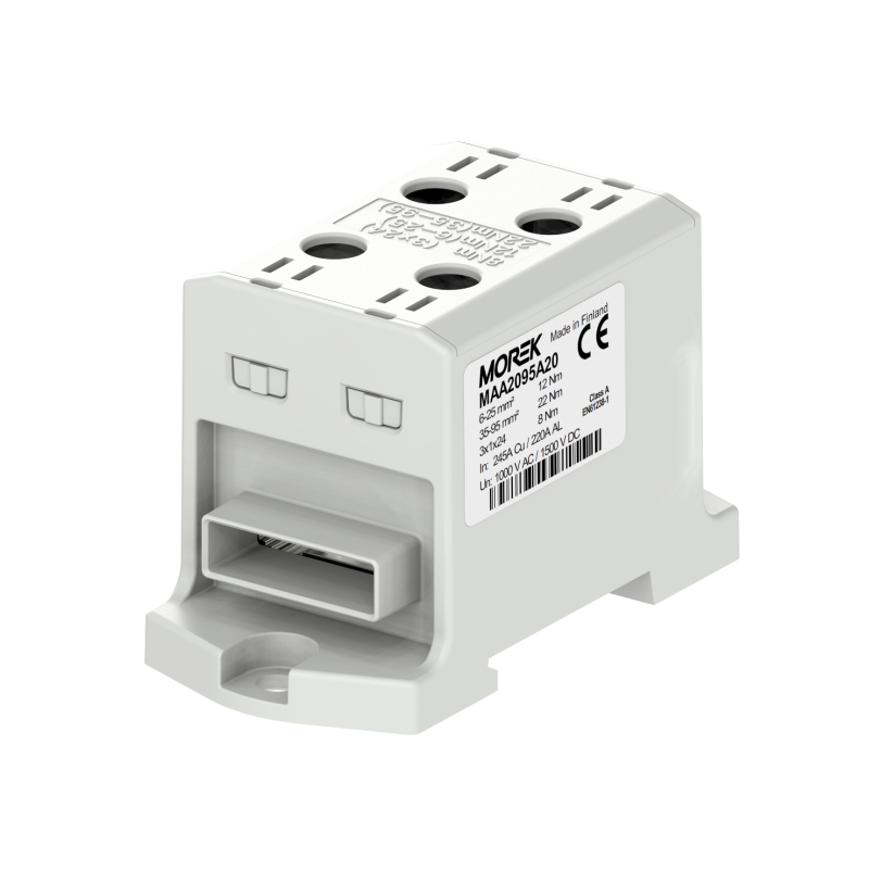 OTL95-2B szary 2xAl/Cu 6-95mm²/3x1x24 1000V AC / 1500V DC Złącze uniwersalne z wejściem na szynę OTL95-2B szary 2xAl/Cu 6-95mm²/3x1x24 1000V AC / 1500V DC Złącze uniwersalne z wejściem na szynę