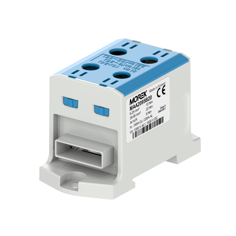 OTL95-2B niebieski 2xAl/Cu 6-95mm²/3x1x24 1000V AC / 1500V DC Złącze uniwersalne z wejściem na OTL95-2B niebieski 2xAl/Cu 6-95mm²/3x1x24 1000V AC / 1500V DC Złącze uniwersalne z wejściem na