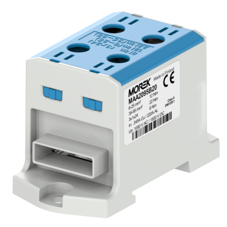 OTL95-2B niebieski 2xAl/Cu 6-95mm²/3x1x24 1000V AC / 1500V DC Złącze uniwersalne z wejściem na