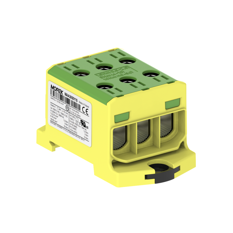 OTL50-3 kolor żółto-zielony 3xAl/Cu 1,5-50mm² 1000V AC / 1500V DC Zacisk uniwersalny MAA3050Y10 OTL50-3 kolor żółto-zielony 3xAl/Cu 1,5-50mm² 1000V AC / 1500V DC Zacisk uniwersalny MAA3050Y10