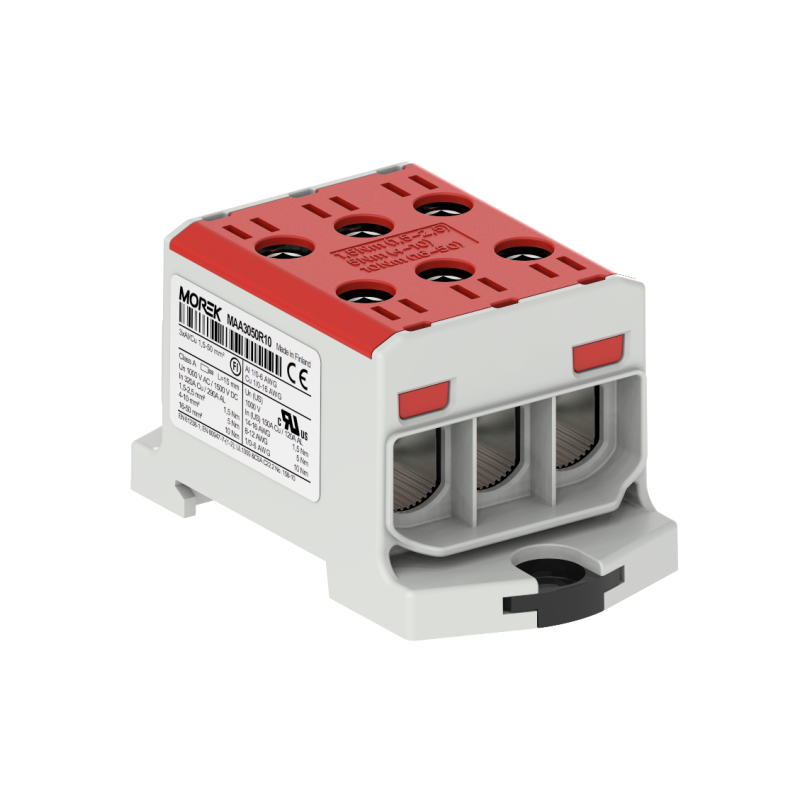 OTL50-3 kolor czerwony 3xAl/Cu 1,5-50mm² 1000V AC / 1500V DC Zacisk uniwersalny MAA3050R10 OTL50-3 kolor czerwony 3xAl/Cu 1,5-50mm² 1000V AC / 1500V DC Zacisk uniwersalny MAA3050R10