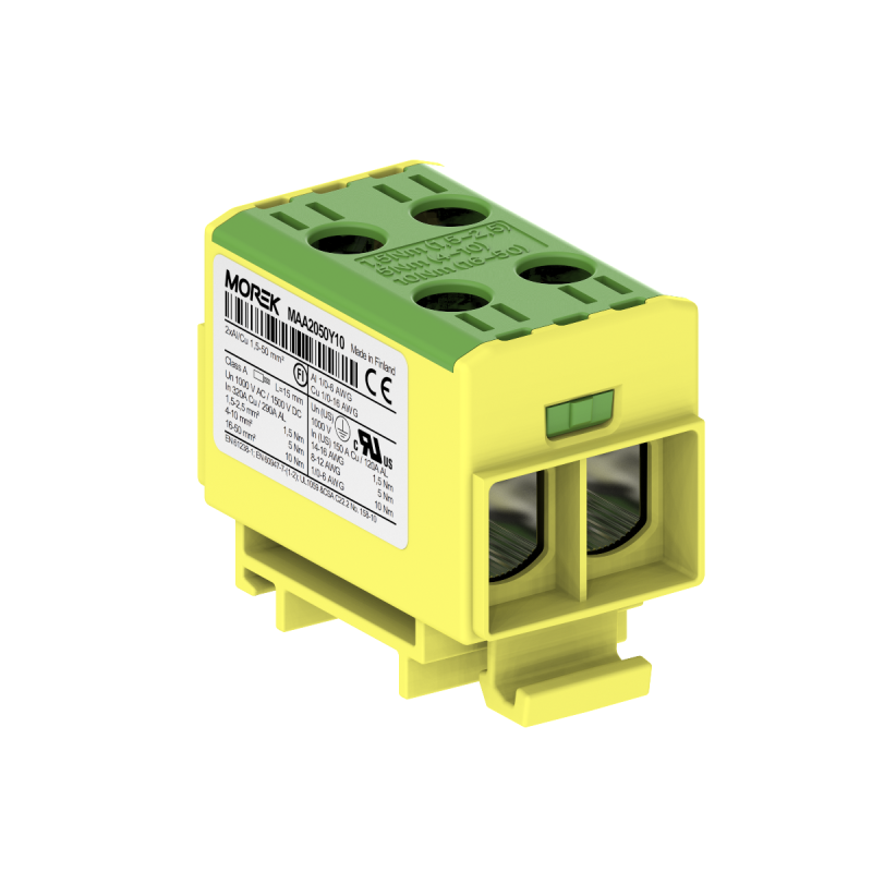 OTL50-2 yellow-green color 2xAl/Cu 1.5-50mm² 1000V AC / 1500V DC Universal terminal MAA2050Y10 OTL50-2 yellow-green color 2xAl/Cu 1.5-50mm² 1000V AC / 1500V DC Universal terminal MAA2050Y10