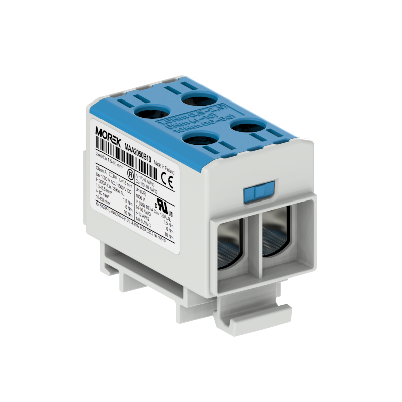 OTL50-2 kolor niebieski 2xAl/Cu 1,5-50mm² 1000V AC / 1500V DC Zacisk uniwersalny MAA2050B10 OTL50-2 kolor niebieski 2xAl/Cu 1,5-50mm² 1000V AC / 1500V DC Zacisk uniwersalny MAA2050B10