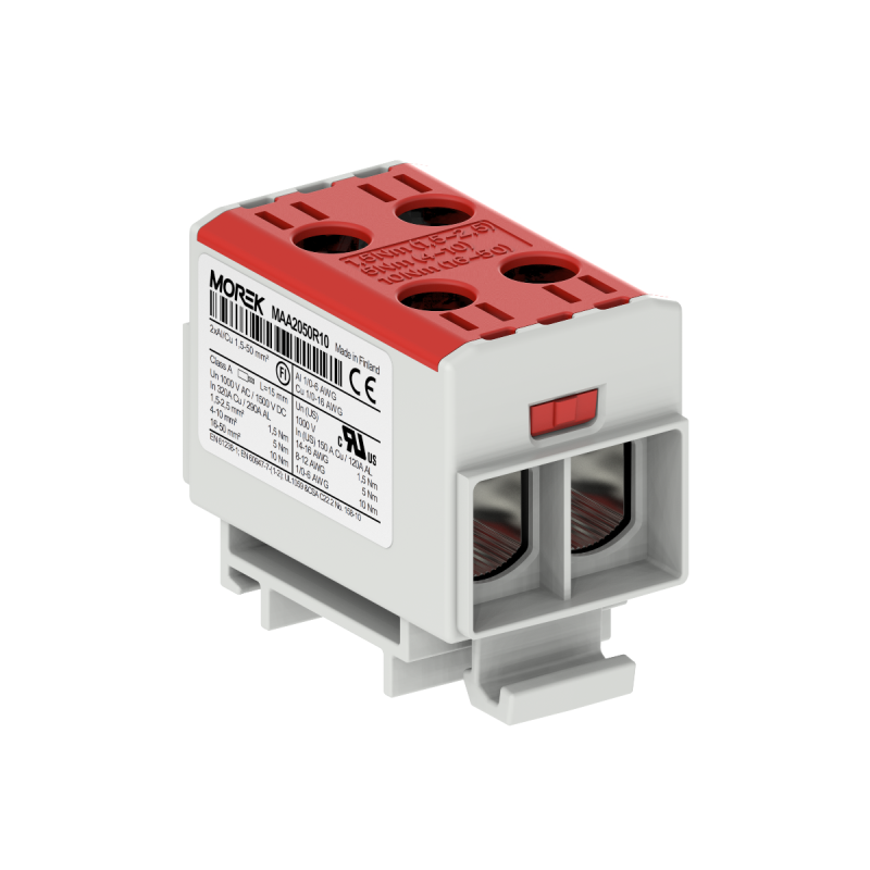 OTL50-2 kolor czerwony 2xAl/Cu 1,5-50mm² 1000V AC / 1500V DC Zacisk uniwersalny MAA2050R10 OTL50-2 kolor czerwony 2xAl/Cu 1,5-50mm² 1000V AC / 1500V DC Zacisk uniwersalny MAA2050R10