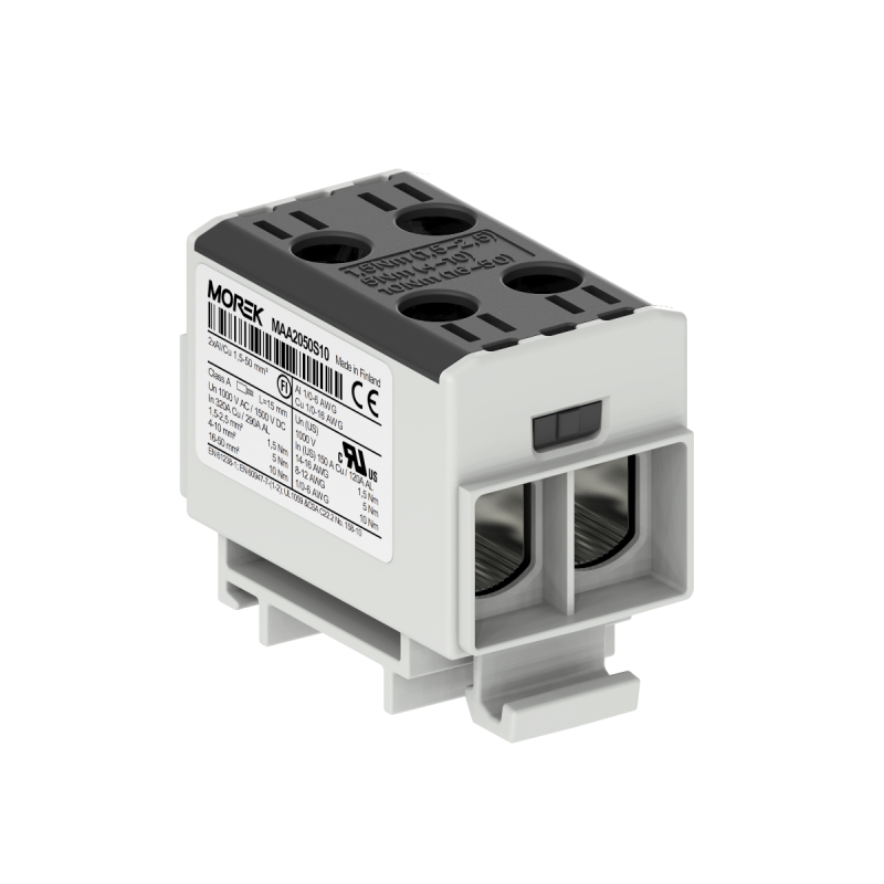 OTL50-2 kolor czarny 2xAl/Cu 1,5-50mm² 1000V AC / 1500V DC Zacisk uniwersalny MAA2050S10 OTL50-2 kolor czarny 2xAl/Cu 1,5-50mm² 1000V AC / 1500V DC Zacisk uniwersalny MAA2050S10