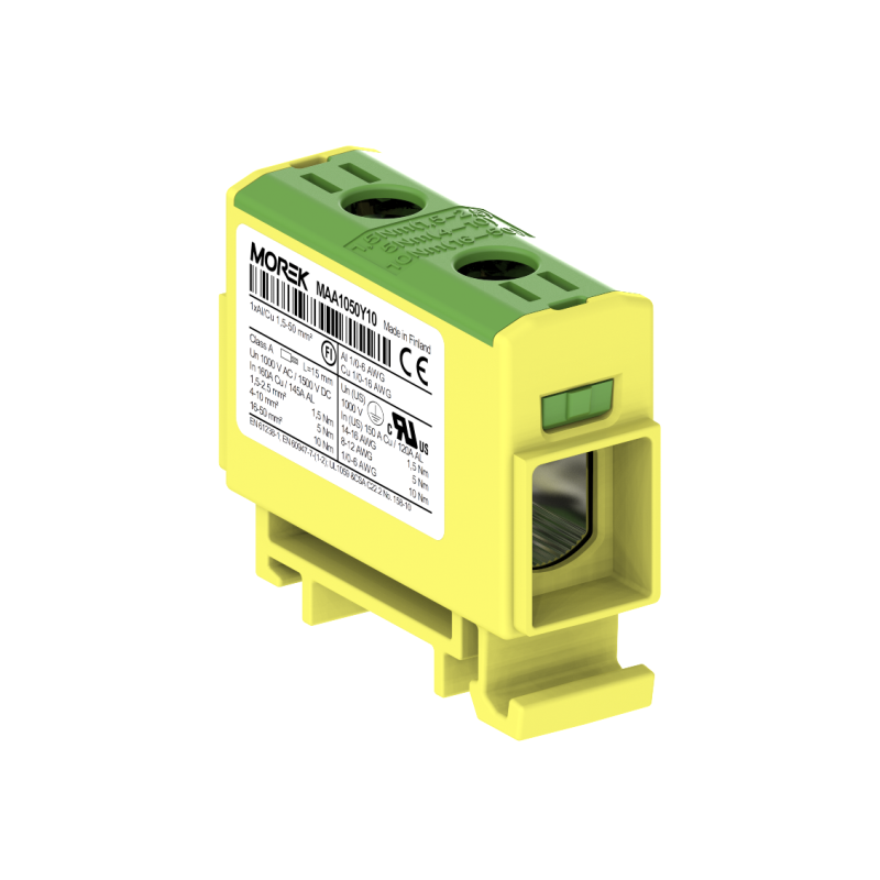 OTL50 kolor żółto-zielony 1xAl/Cu 1,5-50mm² 1000V AC / 1500V DC Zacisk uniwersalny MAA1050Y10 OTL50 kolor żółto-zielony 1xAl/Cu 1,5-50mm² 1000V AC / 1500V DC Zacisk uniwersalny MAA1050Y10