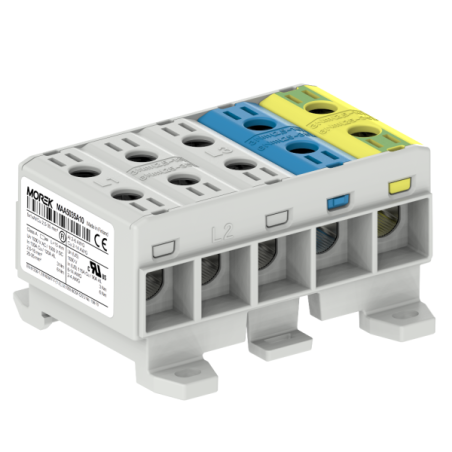 OTL35-5x kolor szary, niebieski, żółto-zielony 5x1xAl/Cu 2,5-35mm² 1000V AC / 1500V DC Zacisk