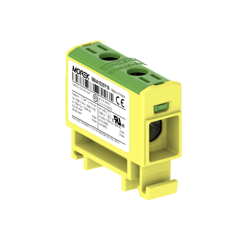 OTL35 kolor żółto-zielony 1xAl/Cu 2,5-35mm² 1000V AC / 1500V DC Zacisk uniwersalny MAA1035Y10 OTL35 kolor żółto-zielony 1xAl/Cu 2,5-35mm² 1000V AC / 1500V DC Zacisk uniwersalny MAA1035Y10