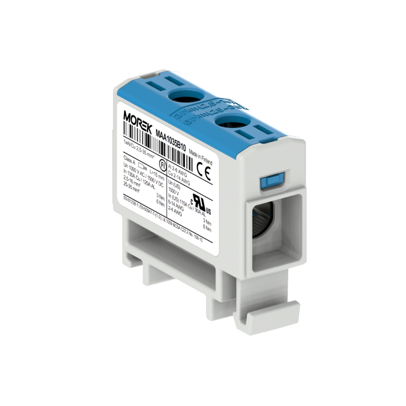 OTL35 kolor niebieski 1xAl/Cu 2,5-35mm² 1000V AC / 1500V DC Zacisk uniwersalny MAA1035B10 OTL35 kolor niebieski 1xAl/Cu 2,5-35mm² 1000V AC / 1500V DC Zacisk uniwersalny MAA1035B10