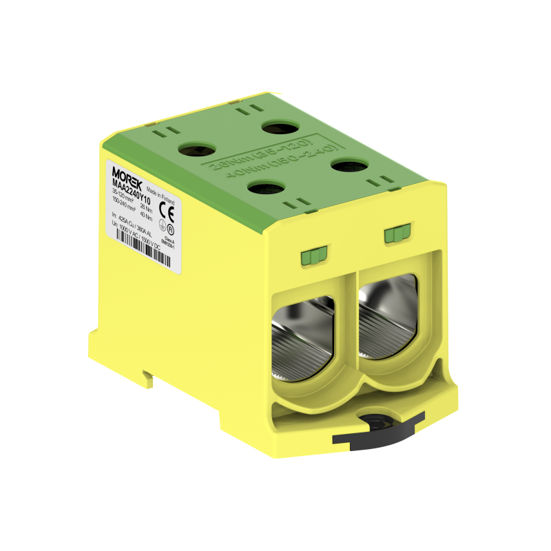 OTL240-2 kolor żółto-zielony 2xAl/Cu 35-240mm² 1000V AC / 1500V DC Zacisk uniwersalny MAA2240Y10 OTL240-2 kolor żółto-zielony 2xAl/Cu 35-240mm² 1000V AC / 1500V DC Zacisk uniwersalny MAA2240Y10