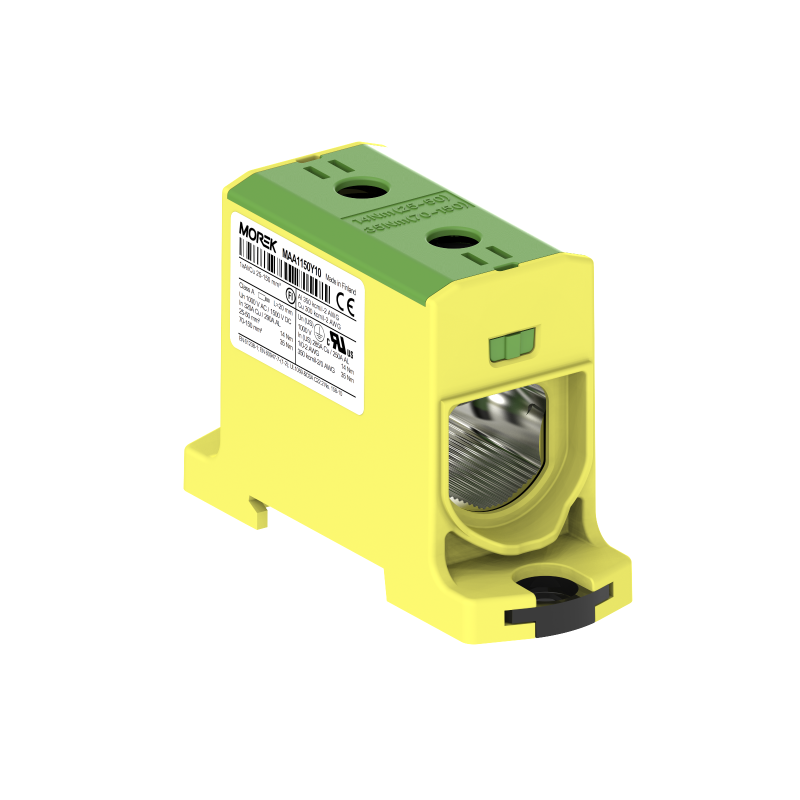 OTL150 yellow-green color 1xAl/Cu 25-150mm² 1000V AC / 1500V DC Universal terminal MAA1150Y10 OTL150 yellow-green color 1xAl/Cu 25-150mm² 1000V AC / 1500V DC Universal terminal MAA1150Y10