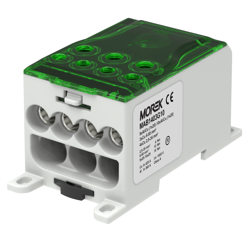 OJL400AF green in 10x(1x25) out 4x35/3X50mm² Distribution block MAB1403G10 OJL400AF green in 10x(1x25) out 4x35/3X50mm² Distribution block MAB1403G10