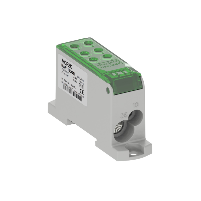 OJL135A zielony in Al/Cu 1x10/1x35 out Cu 2x10/4x16mm² Blok OJL135A zielony in Al/Cu 1x10/1x35 out Cu 2x10/4x16mm² Blok