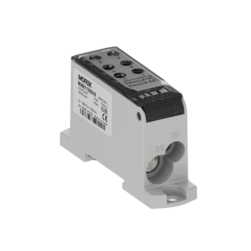 OJL135A in Al/Cu 1x10/1x35 out Cu 2x10/4x16mm² Distribution block MAB1135S10 OJL135A in Al/Cu 1x10/1x35 out Cu 2x10/4x16mm² Distribution block MAB1135S10