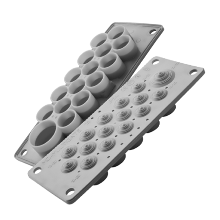 MC16 IP54 RAL 7035 grey, Multi-hole bushing (with complete set of pins) MBA1F16L11