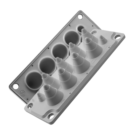 MC10 IP54 RAL 7035 grey, Multi-hole bushing, UL94 V-0 version MBA1N10X11