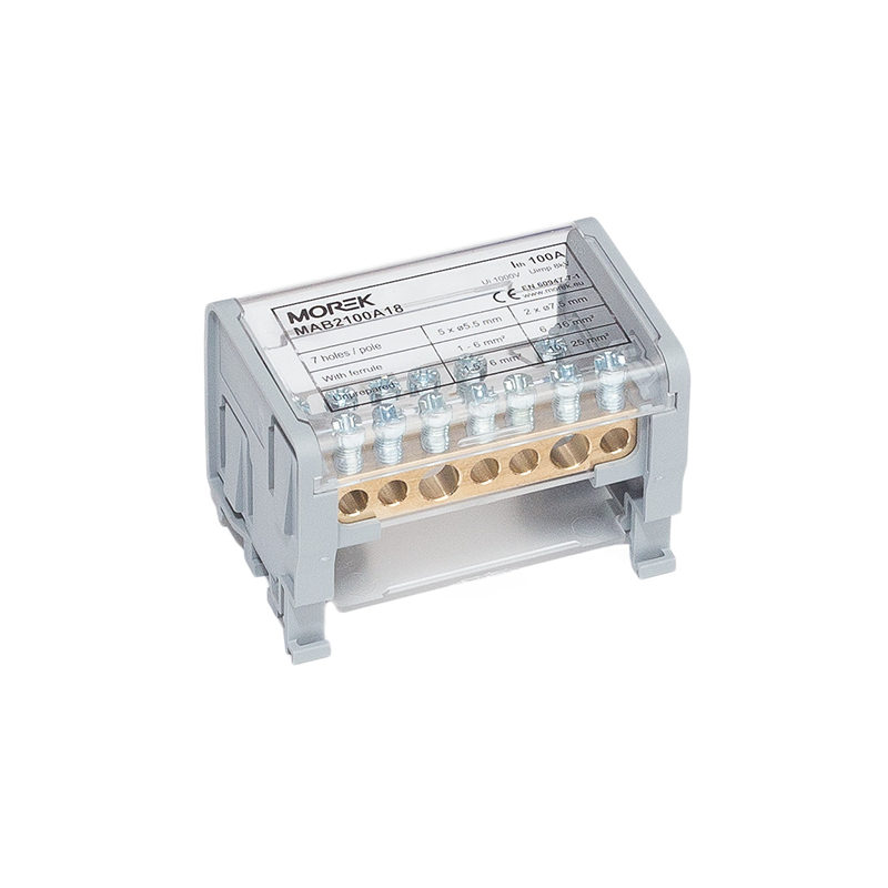 MAB100A-7 2P 2x25 + 5x6mm² Blok dystrybucyjno-rozdzielczy MAB2100A18 MAB100A-7 2P 2x25 + 5x6mm² Blok dystrybucyjno-rozdzielczy MAB2100A18