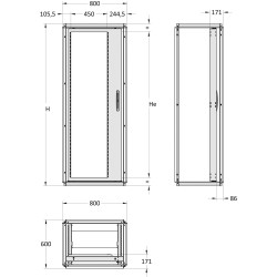 OKR 2088 Szafa z wychylną ramą RACK 19"