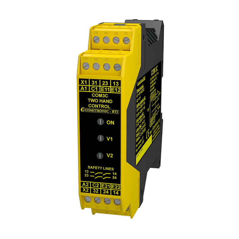 Releu de siguranță pentru controlul cu două mâini COM 3C Releu de siguranță pentru controlul cu două mâini COM 3C