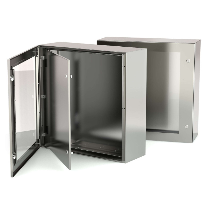 Wall-mounted cabinet with transparent door and inner door (stainless steel) STV503515X