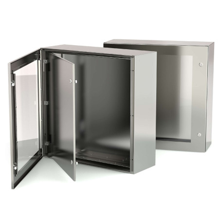 Wall-mounted cabinet with transparent door and inner door (stainless steel) STV108032X
