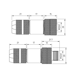Złącze M12 okrągłe do montażu 12F15000 Złącze M12 okrągłe do montażu 12F15000