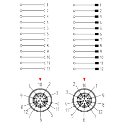 Złącze M12 okrągłe do montażu 12F112000