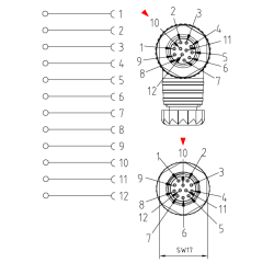 Złącze M12 okrągłe do montażu 12FC12000-ATEX