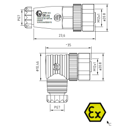Złącze M12 okrągłe do montażu 12FB12000-ATEX Złącze M12 okrągłe do montażu 12FB12000-ATEX