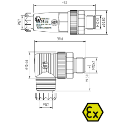 Złącze M12 okrągłe do montażu 12MC4000-ATEX Złącze M12 okrągłe do montażu 12MC4000-ATEX