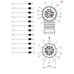 Złącze M12 okrągłe do montażu 12MB12000-ATEX